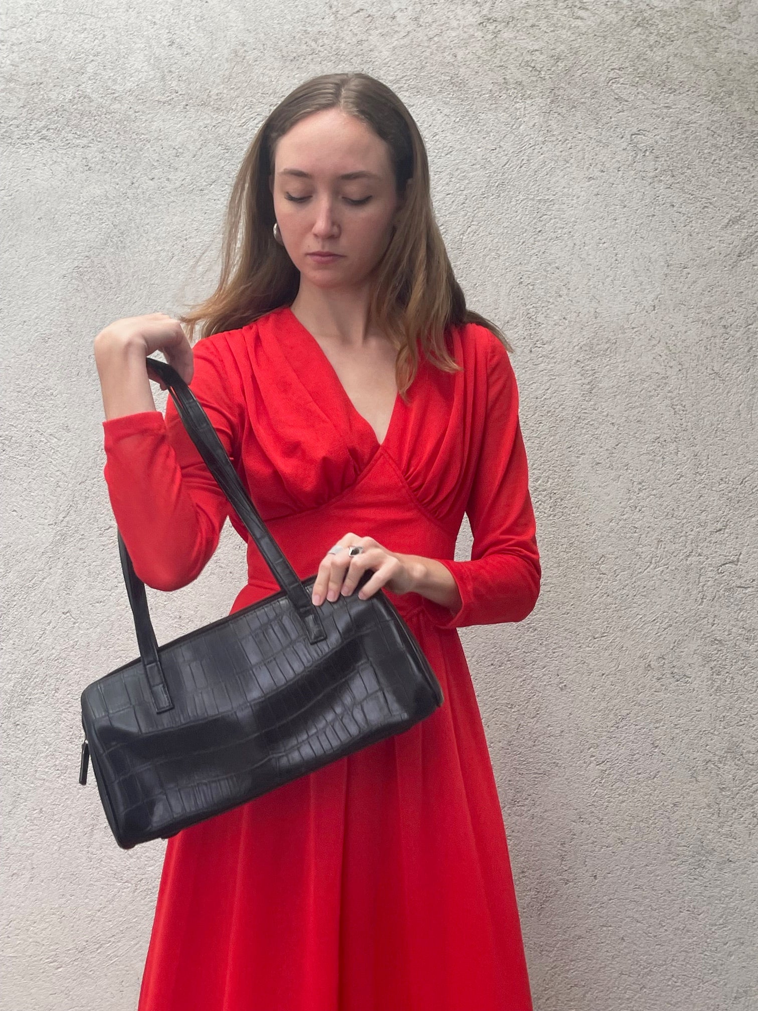 Vintage Black - Leather Shoulder Bag