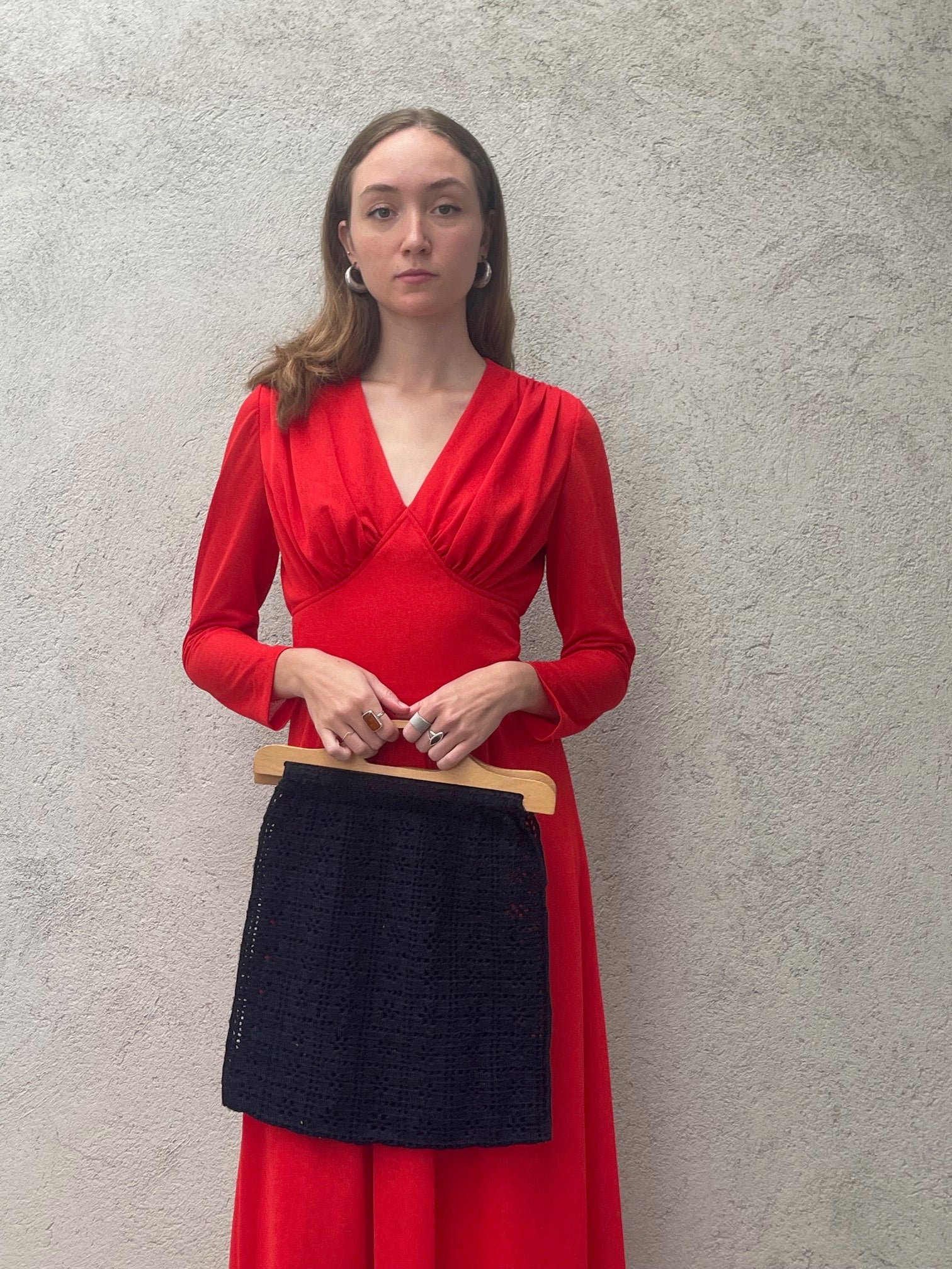 Vintage Crochet & wood Tote