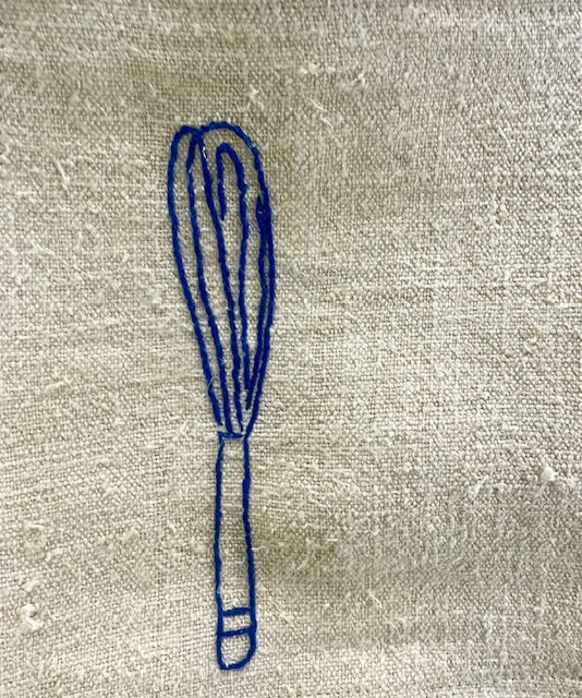 White &embroidery stitched Apron II.