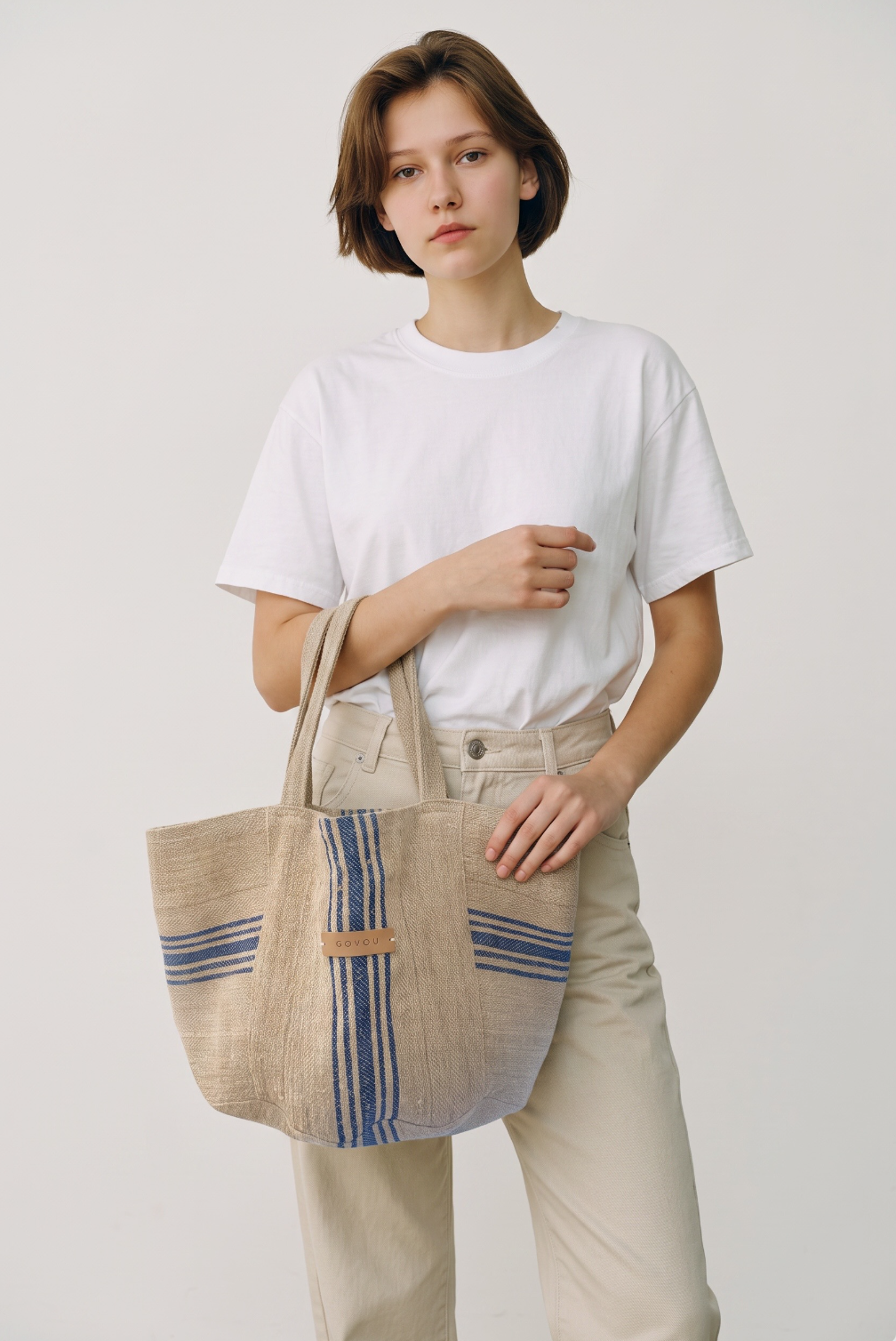 Blue hemp Basket bag