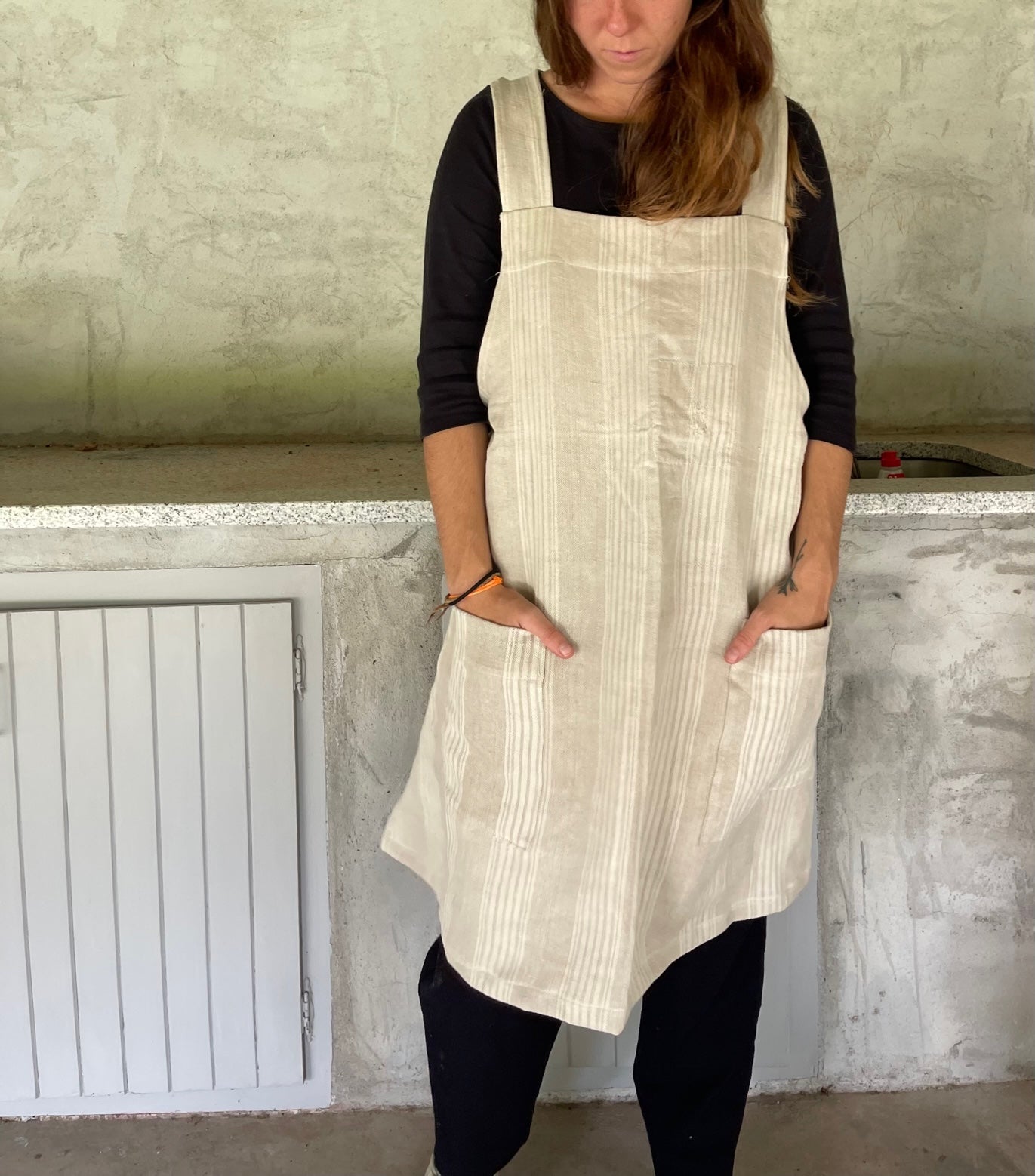 Unique stitched linen Apron