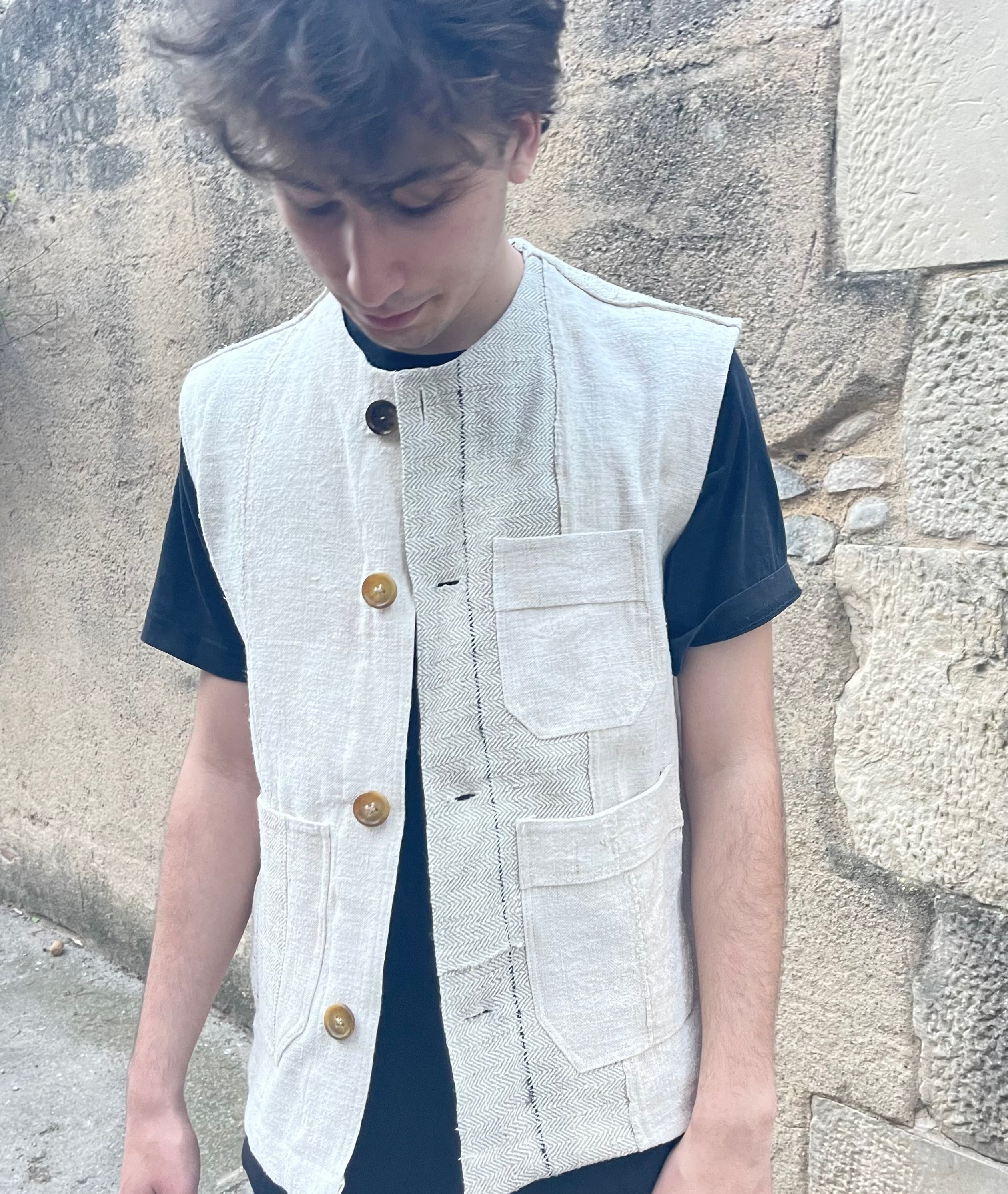 Hemp Quilt Black Vest