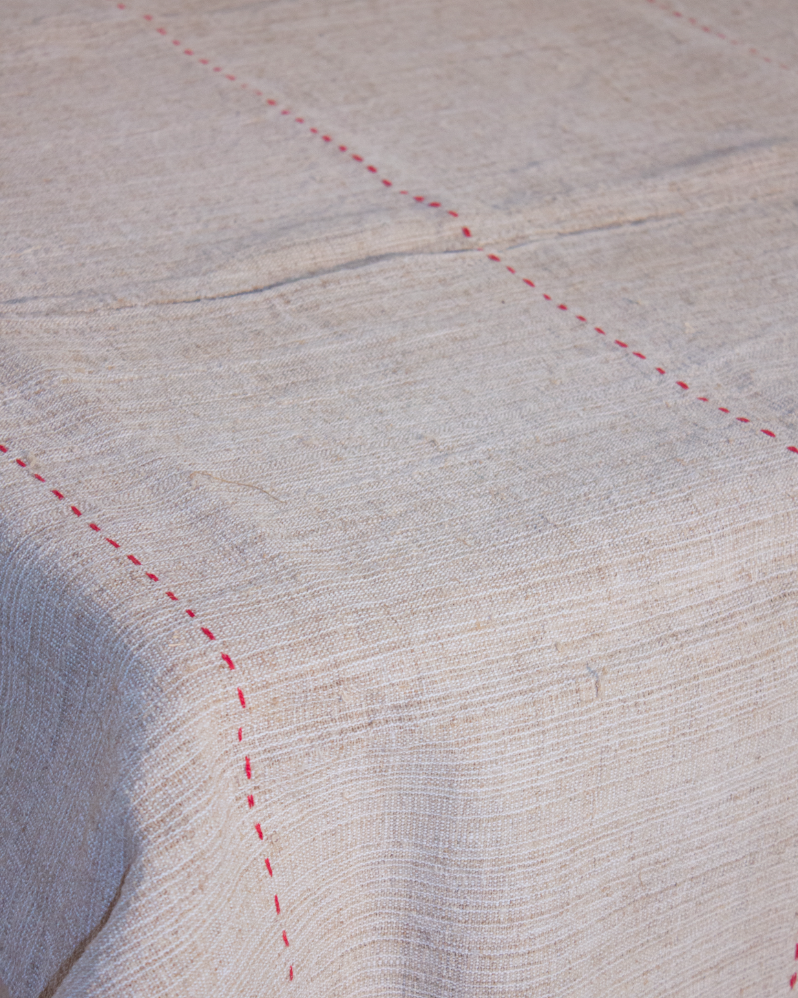 Hand - stitched  Linen Tablecloth #002