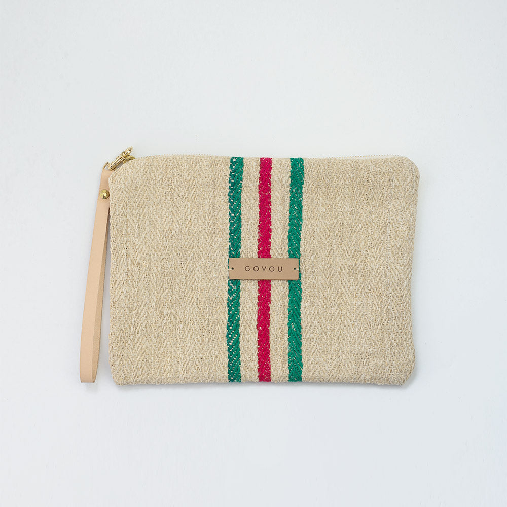 Red & Green tick stripe Clutch