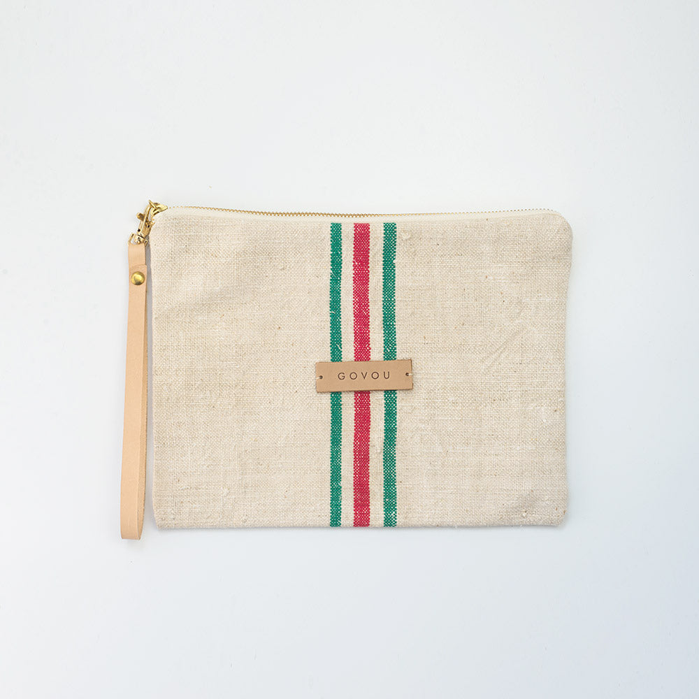 Red & Green small stripe Clutch