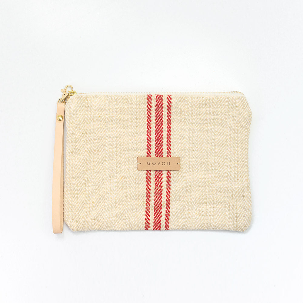 Red tiny stripe Clutch