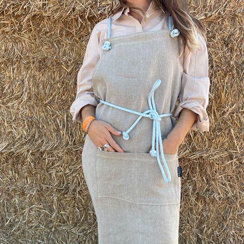 Neutral linen apron