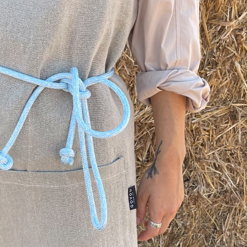 Neutral linen apron
