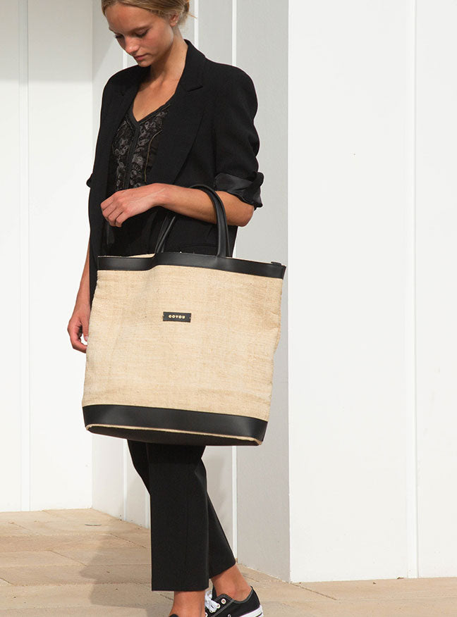 HEMP BLACK & WHITE  TOTE