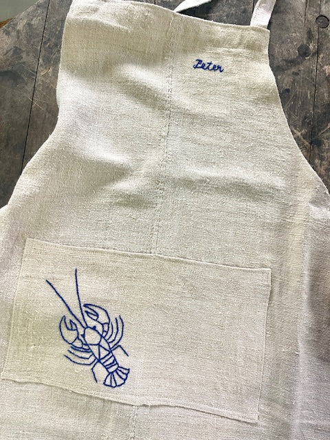 White &embroidery stitched Apron