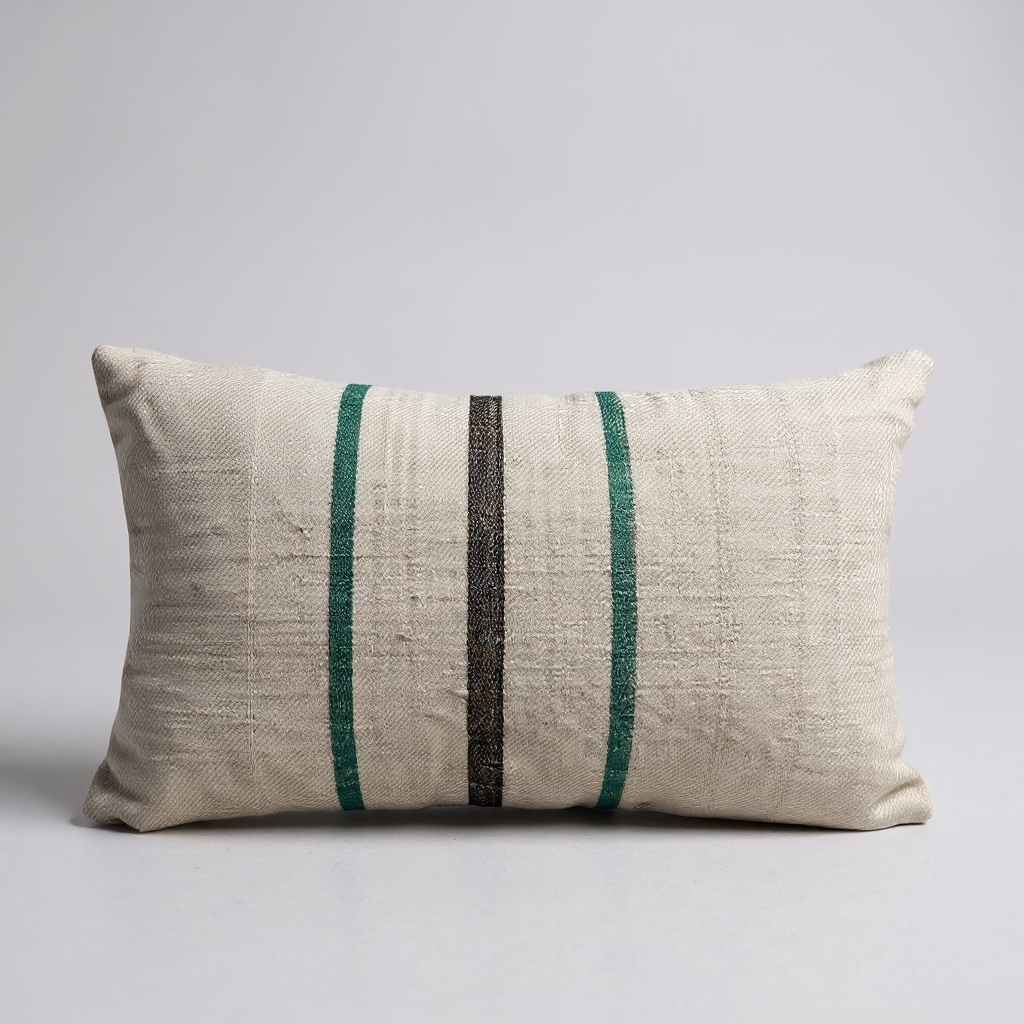 Green  & Black Linen Pillow