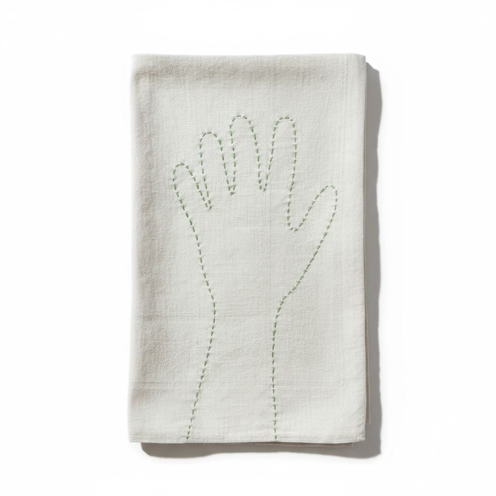 SET French Table Napkins with Hand