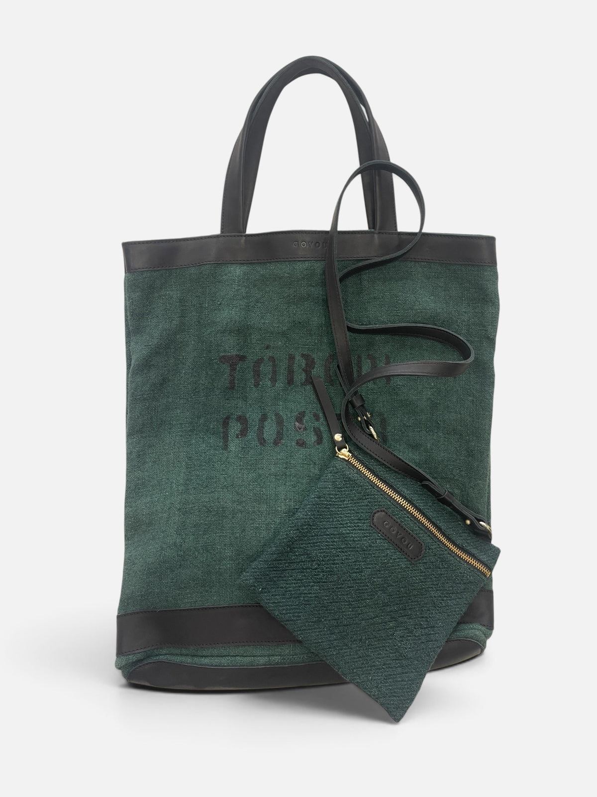 VINTAGE GREEN LINEN BAG