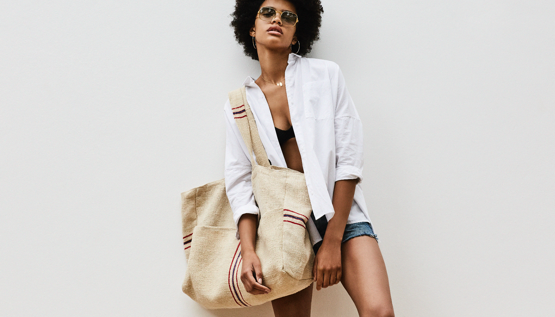 Linen Beach Bag 