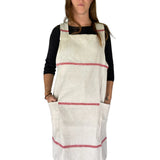 Red striped linen Apron
