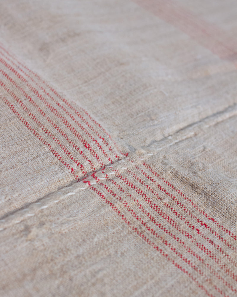 Red Multiline Linen Tablecloth #003